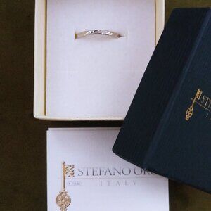Stefano Oro 14K WG Diamond Cut "Sunrise" Ring Size 7